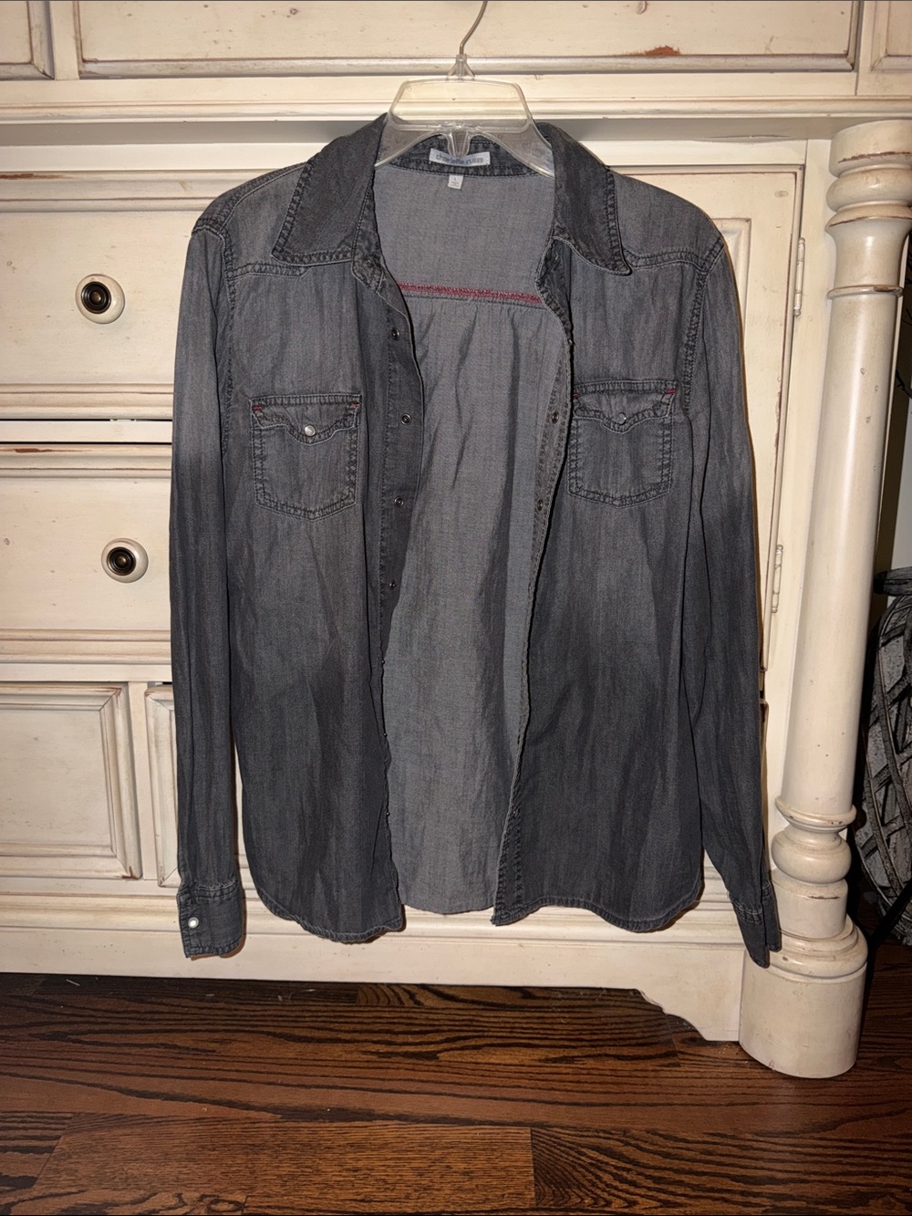 Charlotte Russe Dark Gray Button-Down Denim Shirt
